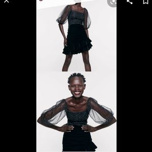 Zara tulle rhinestone crop top